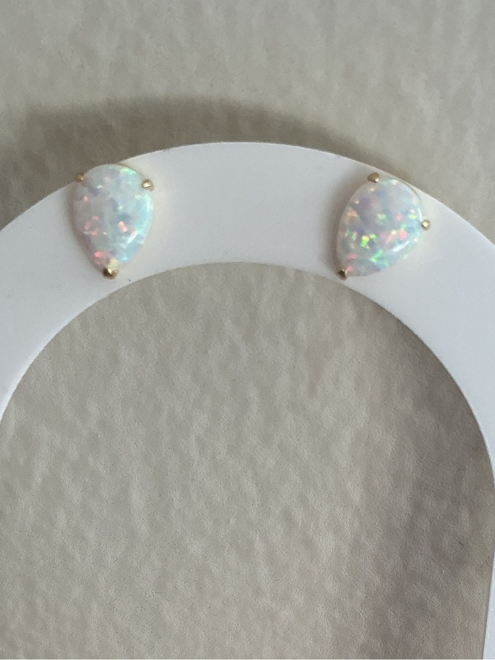 NWT FIRI White Opal Teardrop Stud Earrings